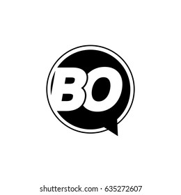 Initial letter logo bo inside speech bubble black