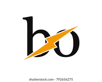 Initial letter logo bo lowercase thunder vector design