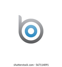 initial letter logo bo, ob, o inside b rounded lowercase blue gray