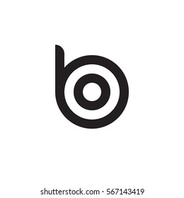 initial letter logo bo, ob, o inside b rounded lowercase black monogram