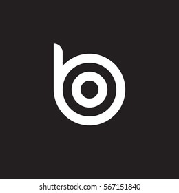 initial letter logo bo, ob, o inside b rounded lowercase white black background