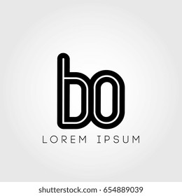 initial letter logo bo outline lowercase black logotype