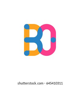 Initial letter logo BO overlapping round line, yellow blue magenta