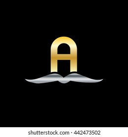 Initial Letter A Logo Book Gold Silver Black Background