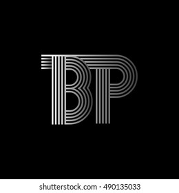 Initial letter logo BP linked white colored, isolated in black background. Vector design template elements for company identity.