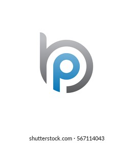 initial letter logo bp, pb, p inside b rounded lowercase blue gray