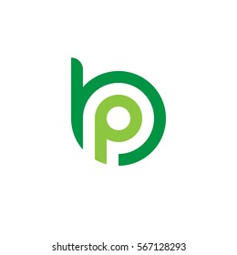 initial letter logo bp, pb, p inside b rounded lowercase green flat