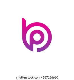 initial letter logo bp, pb, p inside b rounded lowercase purple pink