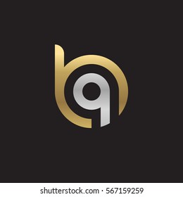 initial letter logo bq, qb, q inside b rounded lowercase logo gold silver