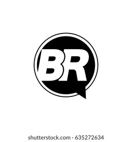Initial letter logo br inside speech bubble black
