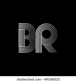 Initial letter logo BR linked white colored, isolated in black background. Vector design template elements for company identity.