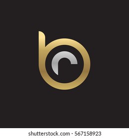 initial letter logo br, rb, r inside b rounded lowercase logo gold silver