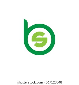 initial letter logo bs, sb, s inside b rounded lowercase green flat