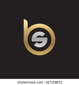 initial letter logo bs, sb, s inside b rounded lowercase logo gold silver