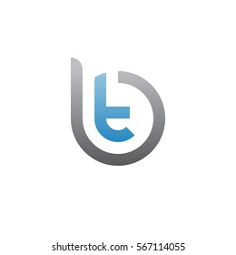 initial letter logo bt, tb, t inside b rounded lowercase blue gray