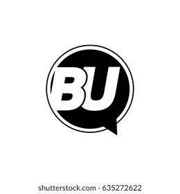 Initial letter logo bu inside speech bubble black