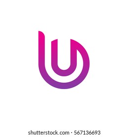 initial letter logo bu, ub, u inside b rounded lowercase purple pink