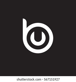 initial letter logo bu, ub, u inside b rounded lowercase white black background