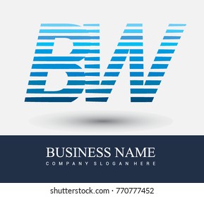 initial letter logo BW colored blue with striped compotition, Vector logo design template elements for your business or company identity
