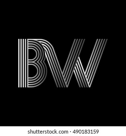 Initial letter logo BW linked white colored, isolated in black background. Vector design template elements for company identity.