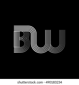 Initial letter logo BW linked white colored, isolated in black background. Vector design template elements for company identity.