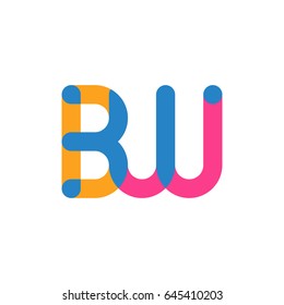 Initial letter logo BW overlapping round line, yellow blue magenta