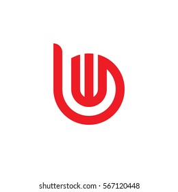 initial letter logo bw, wb, w inside b rounded lowercase red flat
