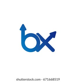 initial letter logo bx, xb, x, b, arrow rounded lowercase blue