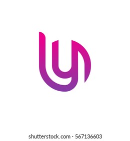 initial letter logo by, yb, y inside b rounded lowercase purple pink