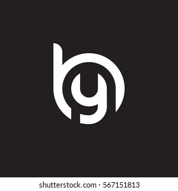 initial letter logo by, yb, y inside b rounded lowercase white black background