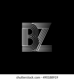 Initial letter logo BZ linked white colored, isolated in black background. Vector design template elements for company identity