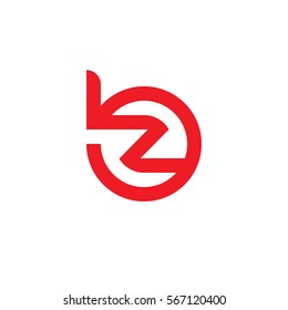 initial letter logo bz, zb, z inside b rounded lowercase red flat