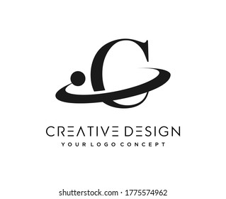 logotipo de letra inicial Modelo de diseño del logotipo C. C con tarjeta de visita. Vector