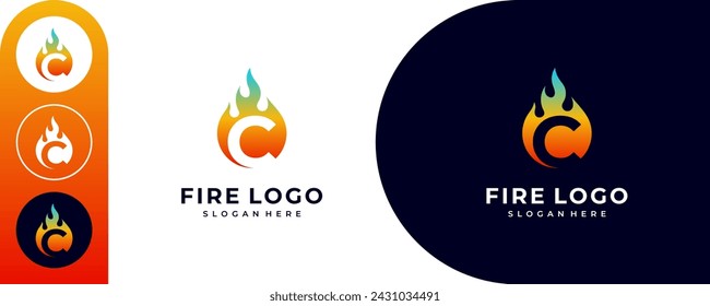 Initial letter logo C fire logo design