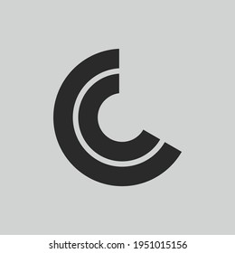 Initial Letter Logo C Inside Circle Shape, Upper Case Black Monogram