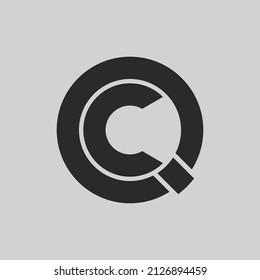 initial letter logo C inside circle shape, QC, CQ, C inside Q rounded upper case black monogram
