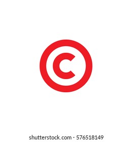 initial letter logo c inside circle shape, oc, co, c inside o rounded lowercase red flat