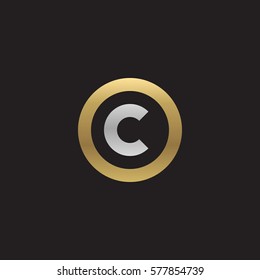 initial letter logo c inside circle shape, oc, co, c inside o rounded lowercase logo gold silver