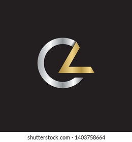 Initial letter logo c l cl lc l inside c rounded uppercase gold silver black background. Modern business logo design template for company.