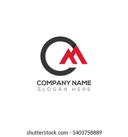 Initial letter logo c m cm mc m inside c rounded uppercase white grey red background. Modern business logo design template for company.