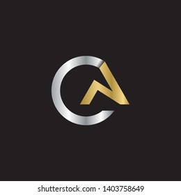 Initial letter logo c n cn nc n inside c rounded uppercase gold silver black background. Modern business logo design template for company.