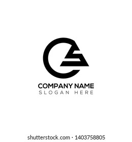 Initial letter logo c s cs sc s inside c rounded uppercase white black background. Modern business logo design template for company.