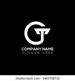 Initial letter logo c t ct tc t inside c rounded uppercase white black background. Modern business logo design template for company.