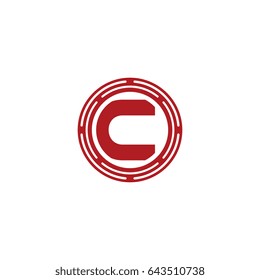 initial letter logo c uppercase red monogram