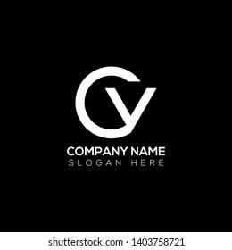Initial letter logo c v cv vc v inside c rounded uppercase white black background. Modern business logo design template for company.