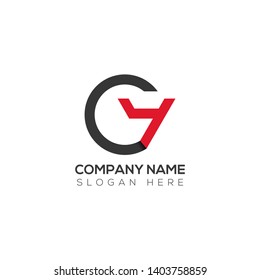 Initial letter logo c y cy yc y inside c rounded uppercase white grey red background. Modern business logo design template for company.