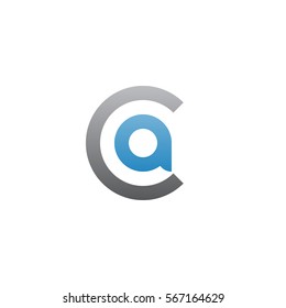 initial letter logo ca, ac, a inside c rounded lowercase blue gray