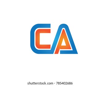 initial letter logo ca, ac, a inside c rounded lowercase blue orange