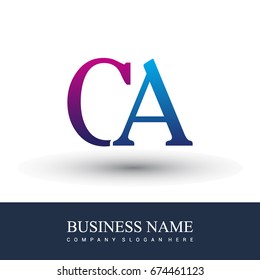 initial letter logo CA colored red and blue, Vector logo design template elements for your business or company identity