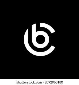 Initial Letter Logo Cb, Bc, B Inside C Rounded Lowercase White Black Background